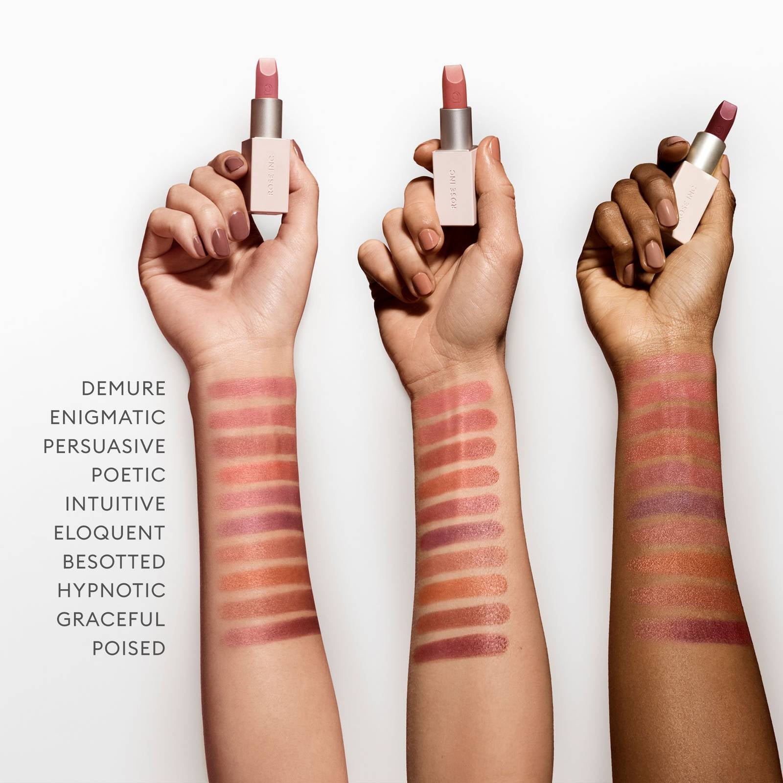 Rose Inc Bessoted Lápiz labial recargable satinado beige rosa