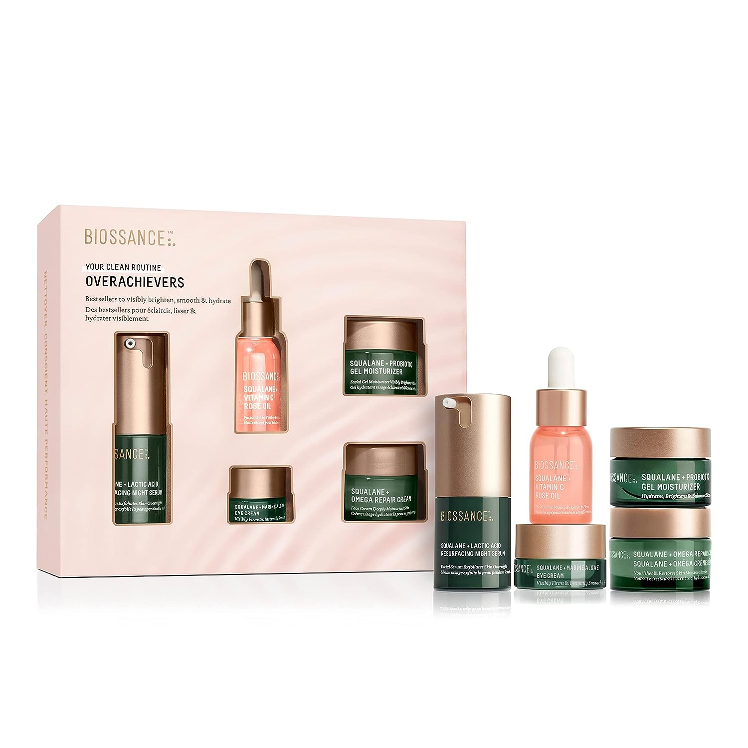 2X Biossance Overachievers Set with FREE Random Rose Inc Brush
