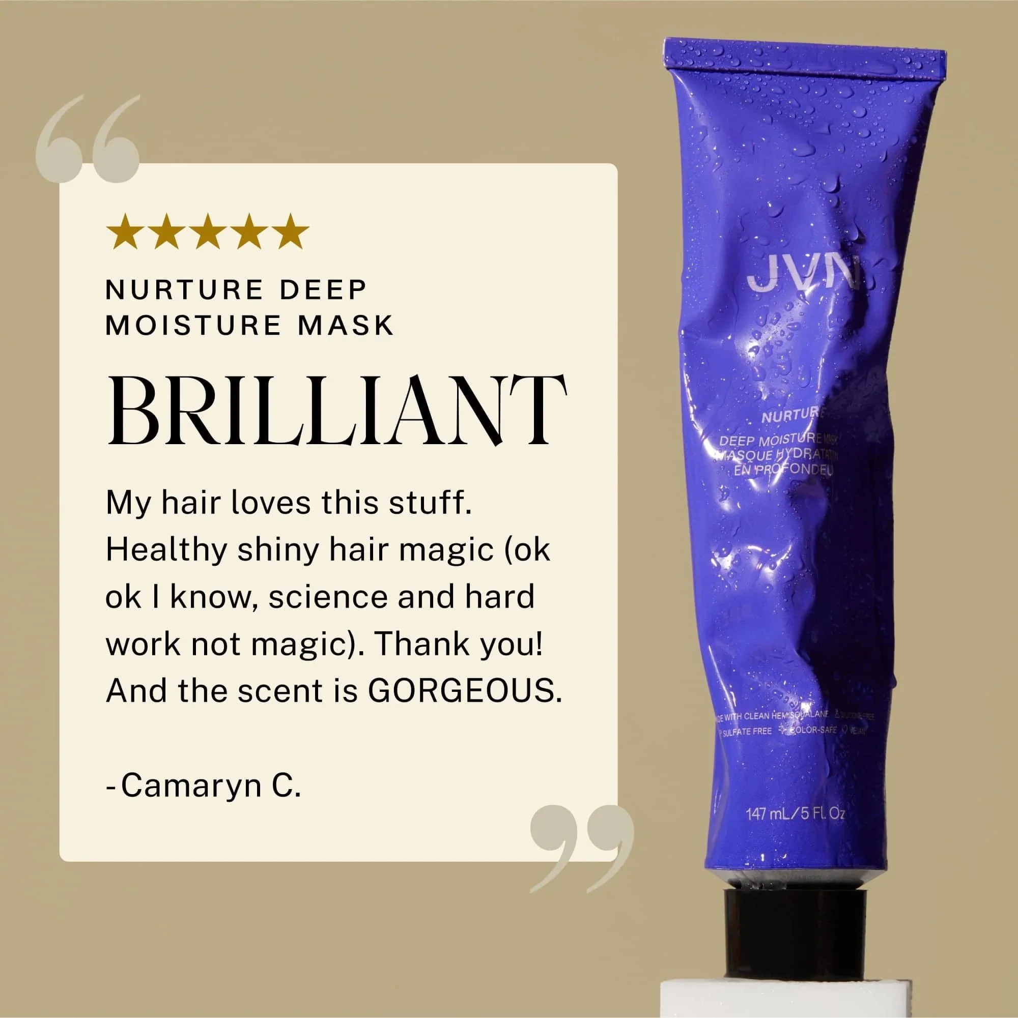 JVN Nurture Deep Moisture Mask, Hydrating Hair Mask Conditioning Treatment, Redu