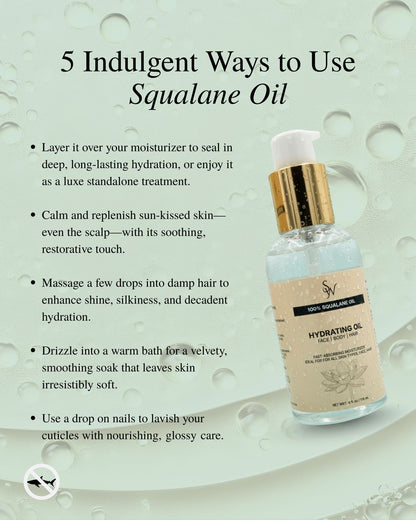 100% Pure Squalane Oil from Sugarcane - Plant-Based, Vegan, Non-Comedogenic, Lightweight Hydrating Oil for Face, Body &amp; Hair- Clean Beauty &amp; Cruelty-Free Moisturizer for All Skin Types